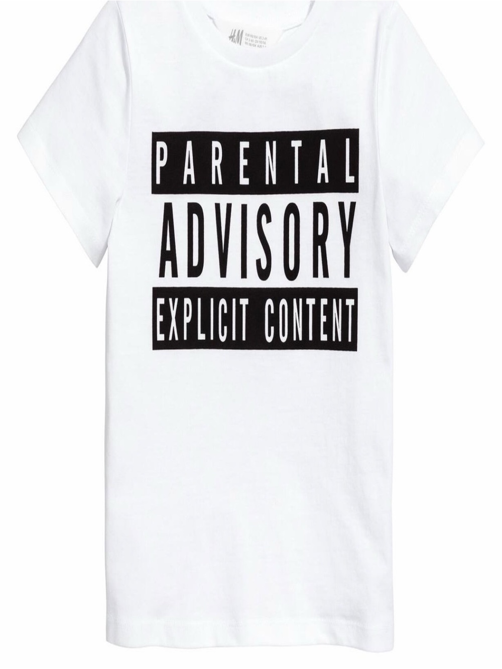 H&M White Tee with Black 'Parental Advisory' Graphic